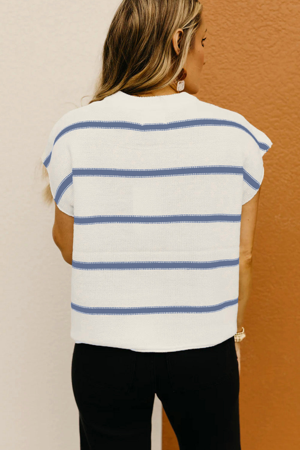 Blue Striped Batwing Sleeve Sweater Tee 6cbd8139d8d61832
