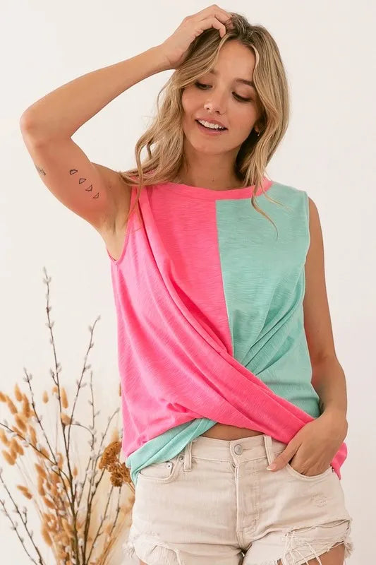 BiBi Slub Terry Color Block Twisted Top 6cc0cd558331406f9e4a62dfedc543f6-Max-Origin