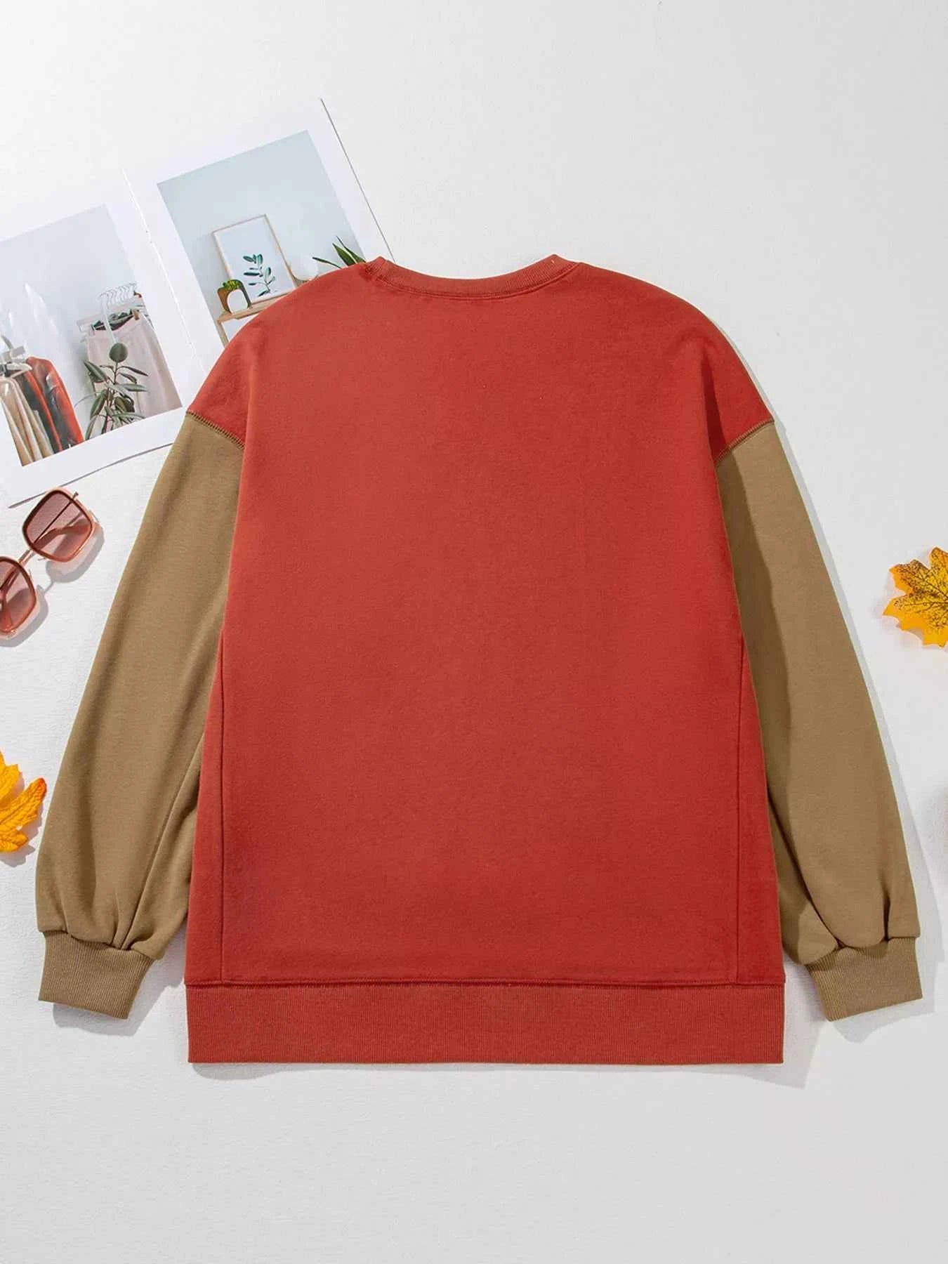 Halloween Glitter Ghost Patched Pattern Color Block Sweatshirt 6cc21ffd5c204f90a7c763d5d969d752-Max-Origin
