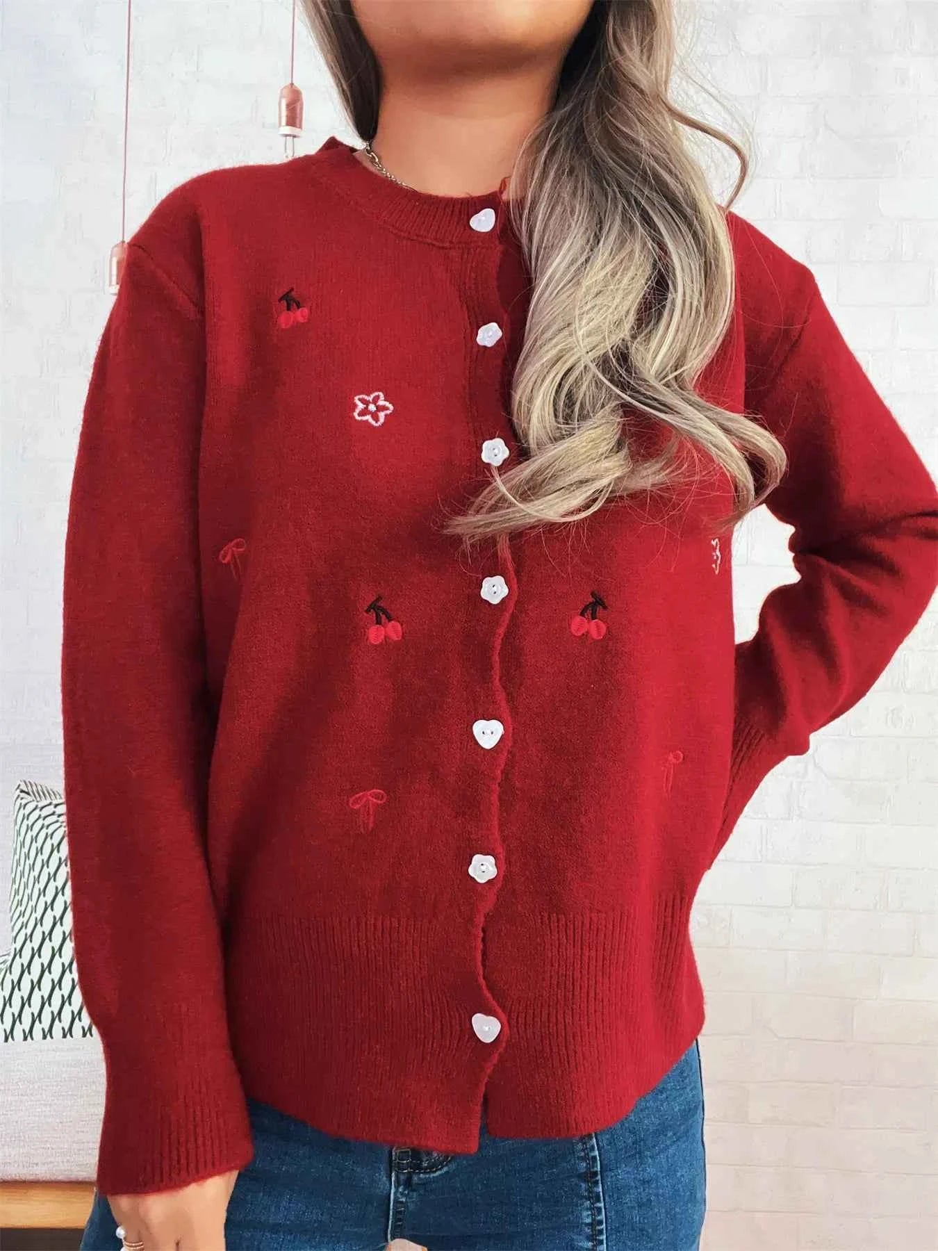 Ribbed Button-Front Knit Cardigan