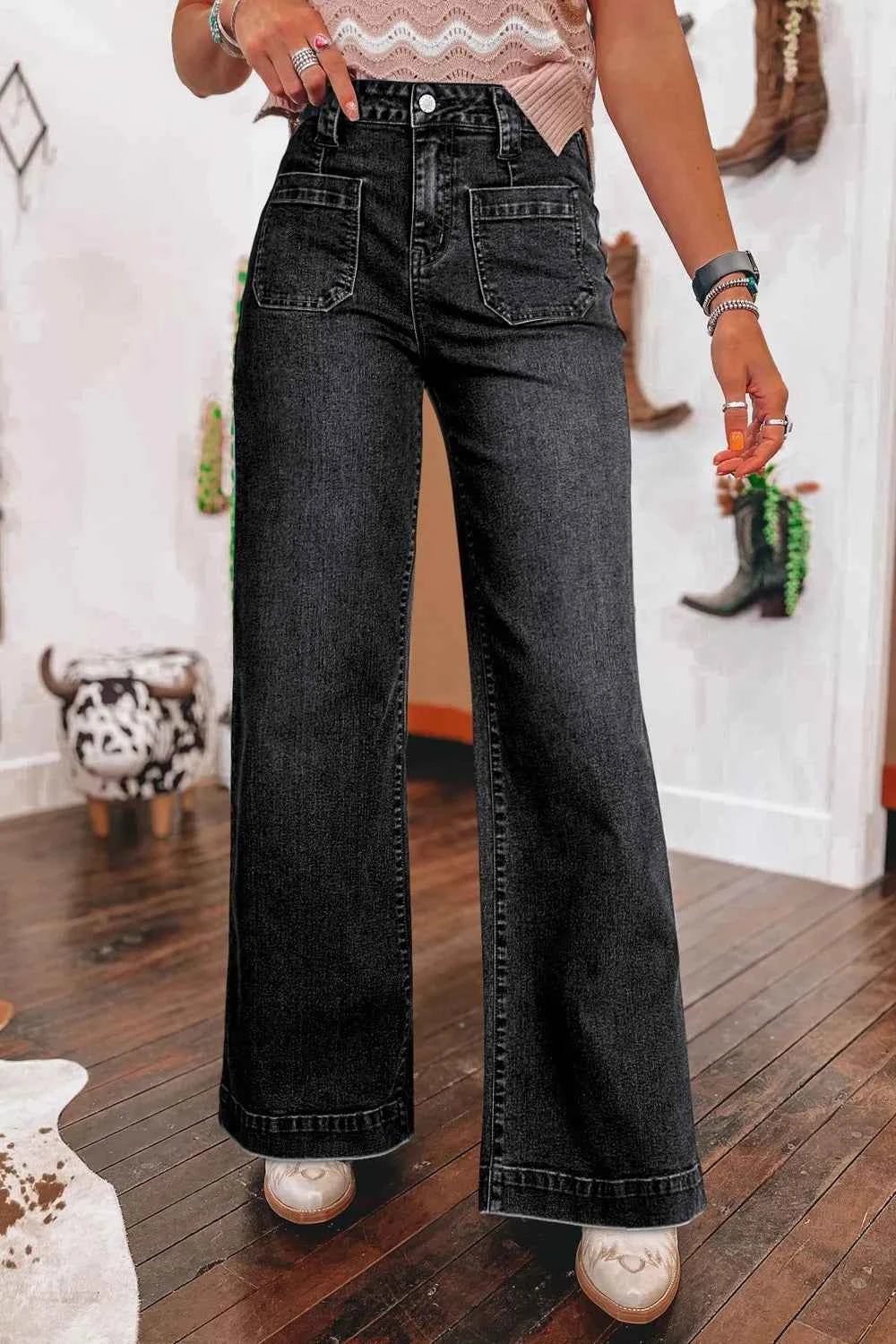 Wide Leg Pocketed High Waist Jeans Black 6cd3c167-82c2-4ac9-9f3f-ab7f0401b557-Max-Origin