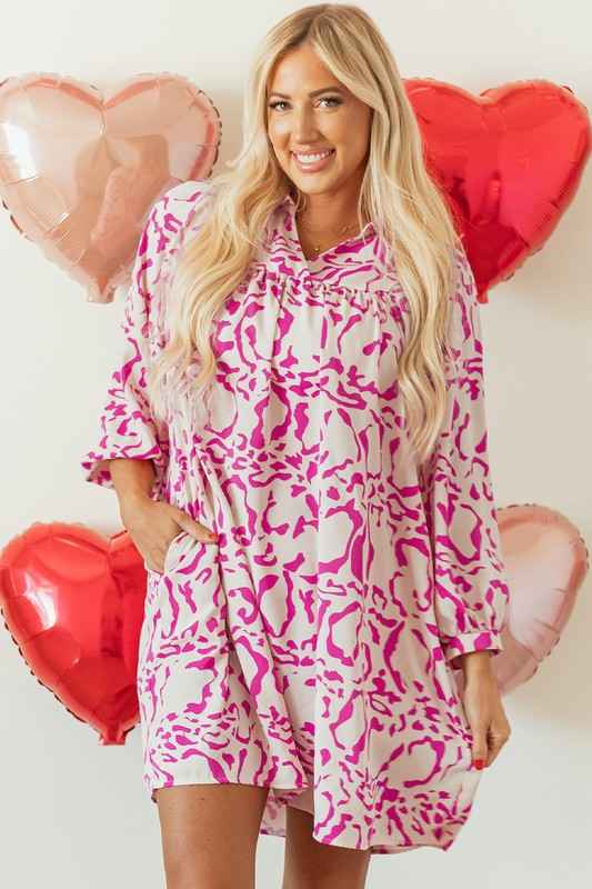 Pink Leopard Print Loose Fit Babydoll Mini Dress 6cd92c34-413a-49a2-bd36-60917827296d