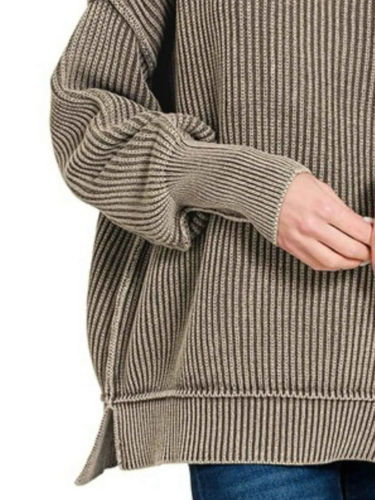 Zenana Washed Side Slit Oversized Sweater 6ce7eb4f-ecac-4c29-897f-6467ff5a4eb3-Max-Origin