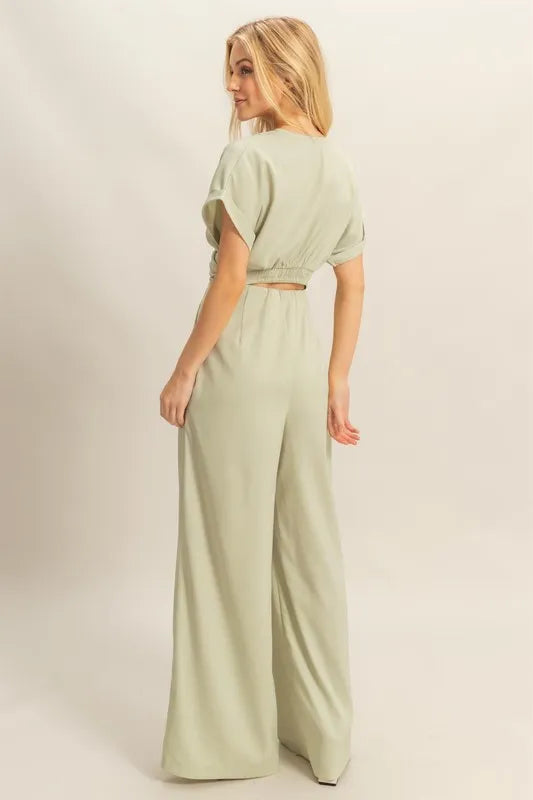 Twisted Front Short Sleeve Top and Wide Leg Pants Set 6ce89a5d-db40-4cb2-90a6-eb2dbeea77f4-Max