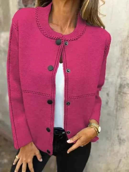 Full Size Button Up Long Sleeve Cardigan Plus Size Hot Pink 6ceed651-304b-4efa-8407-648f73885808-Max-Origin