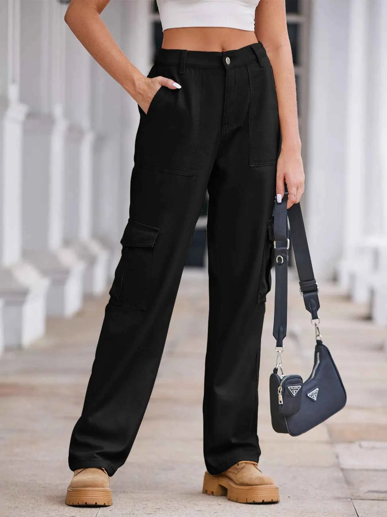 High-Waisted Cargo Jeans Black 6cef6d7f5afa4a15abcc36a48da512c0-Max-Origin