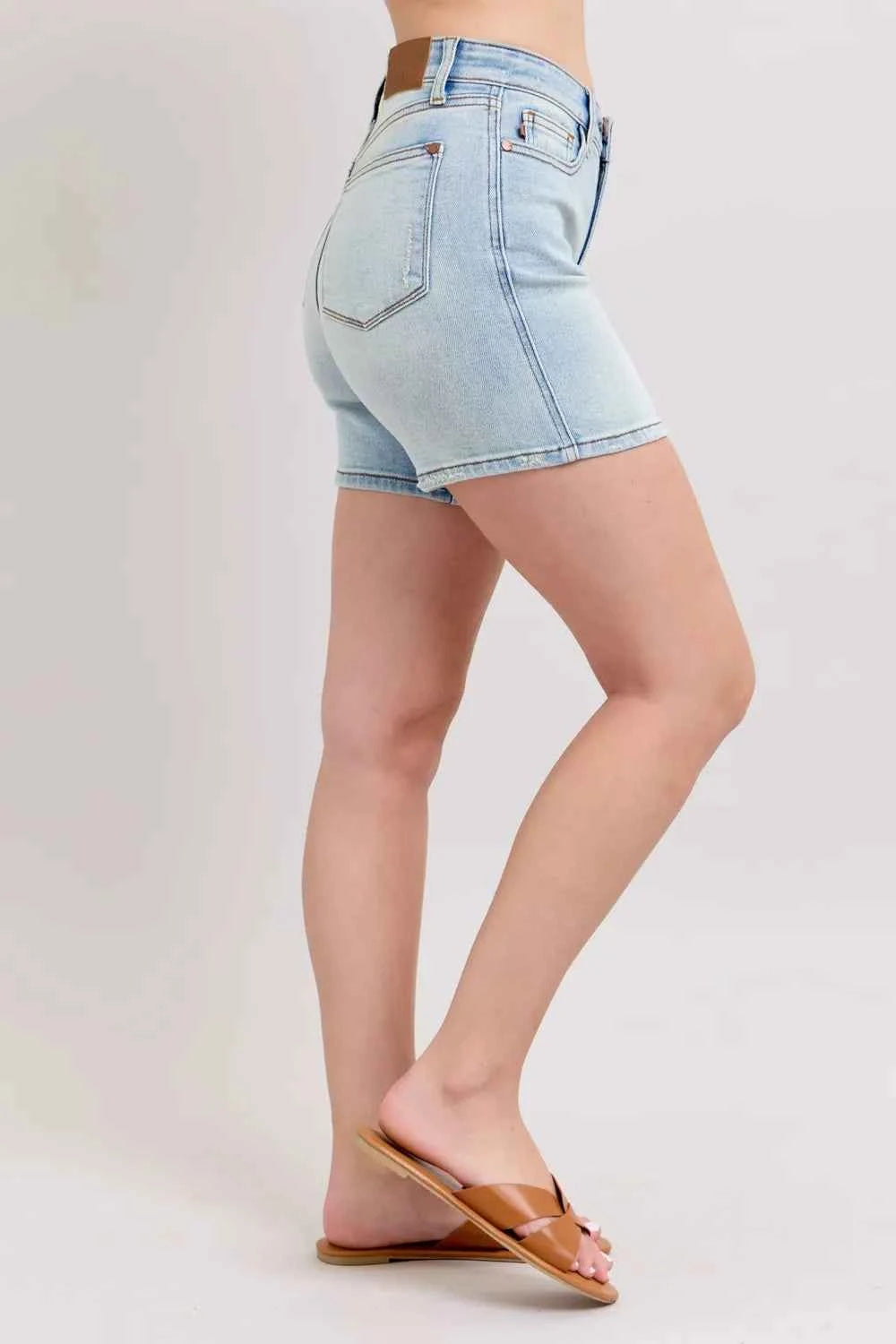 Full Size 2 Button Denim Shorts with Pockets Plus Size 6cfd075f-e868-4d6f-89e6-409d9a719d44-Max