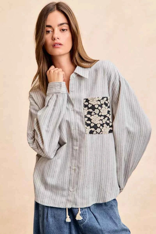 BiBi Flower Jacquard Knit Patch Pocket Stripe Shirt 6d03e964add6407eb8f48ca82ebdcdc7-Max-Origin