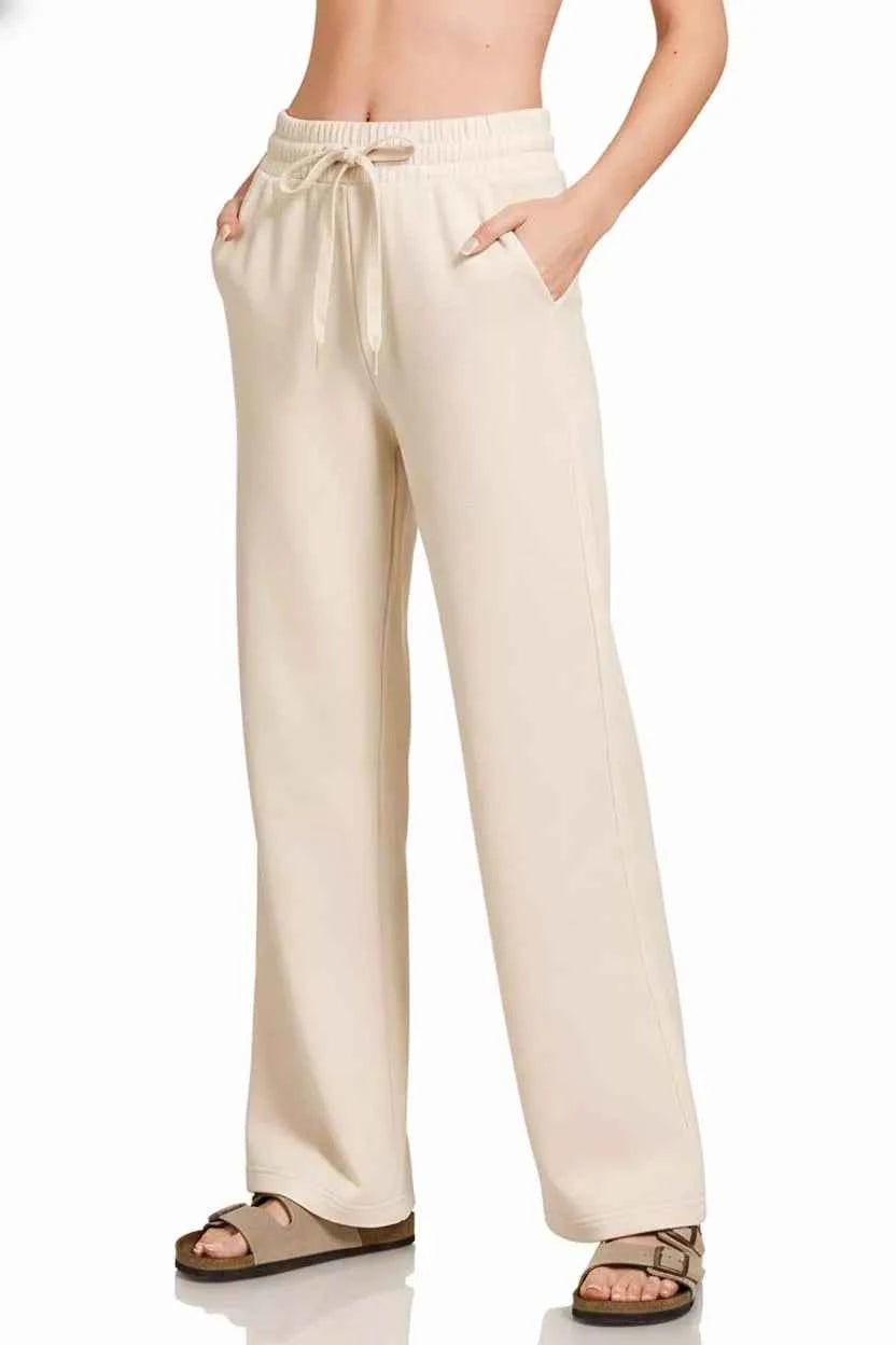 Zenana Scuba Drawstring Wide Leg Pants SAND BEIGE 6d043801-5a12-4974-97a2-282f9815fcd3-Max-Origin