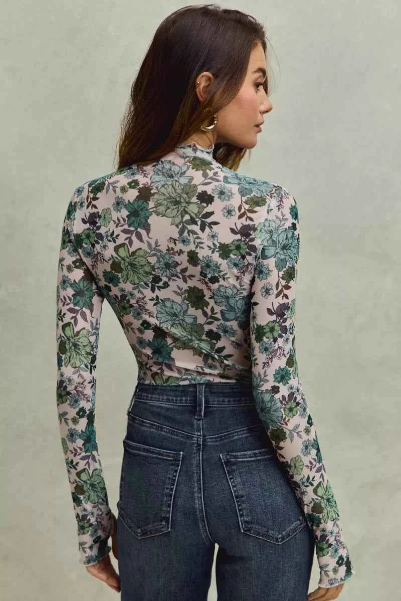 SO ME Floral Print Mesh Knit Long Sleeves Top 6d0775dceaed4d14afed077fa06c2af8-Max-Origin