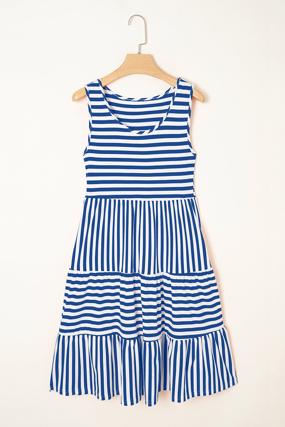 Black Stripe U Neck Sleeveless Loose Fit Mini Dress 6d088414ed963130