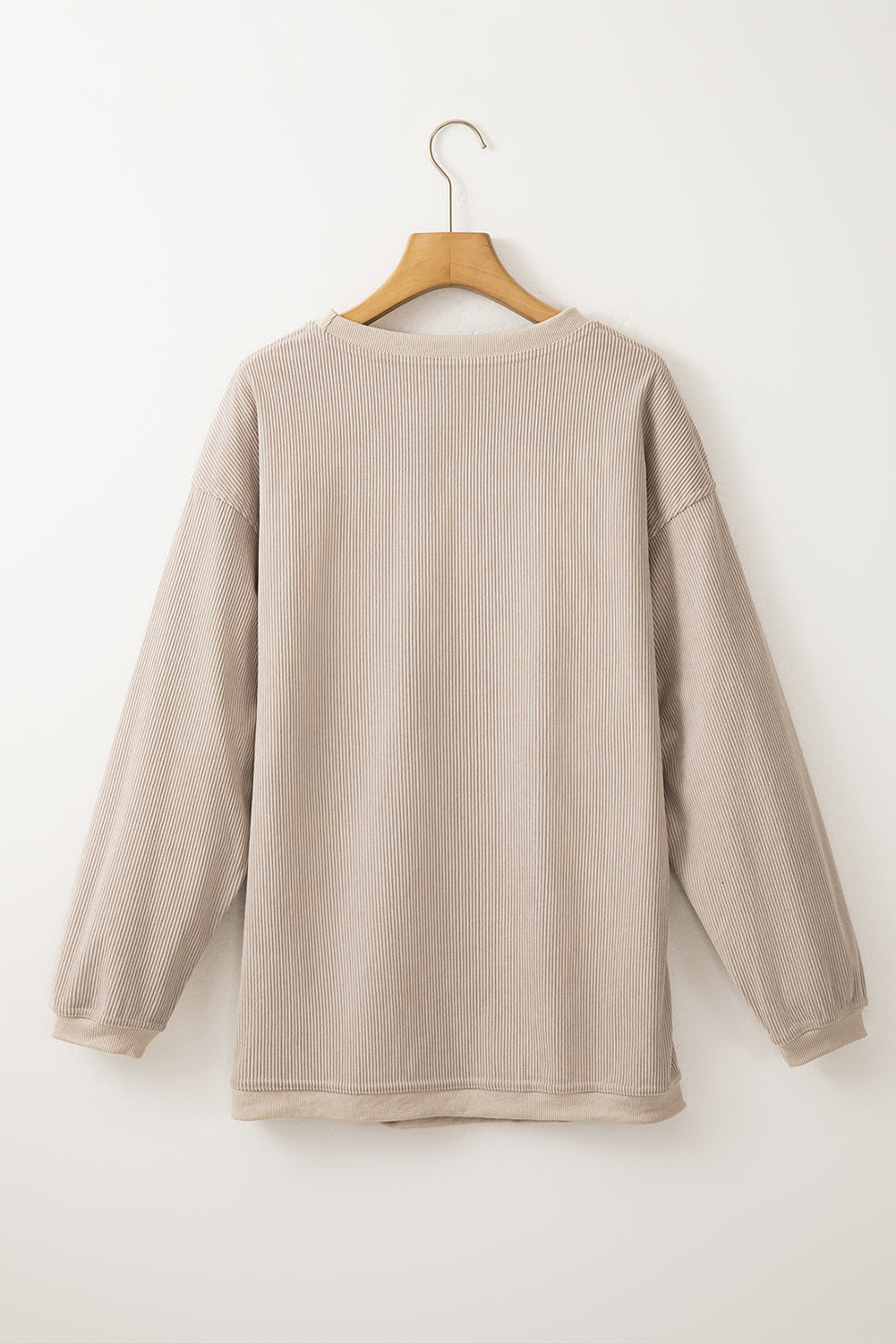 White Drop Shoulder Rib Knit Oversized Sweatshirt 6d0a43215effa5d8