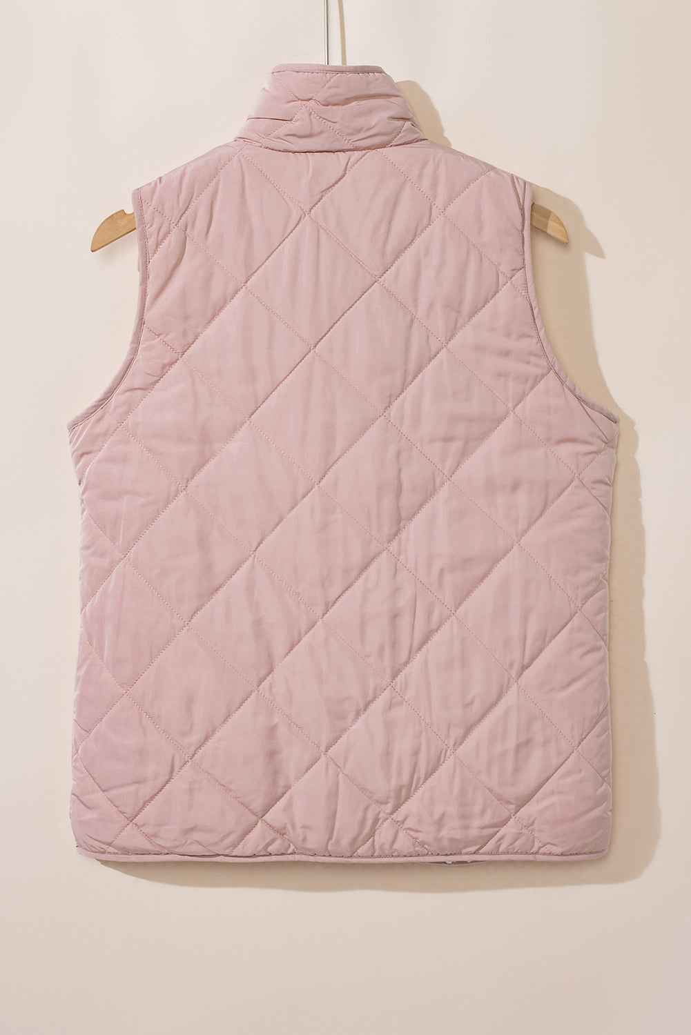 Pink Zip Up Fleece Lined Quilted Vest Coat 6d1c7674f7571fd6
