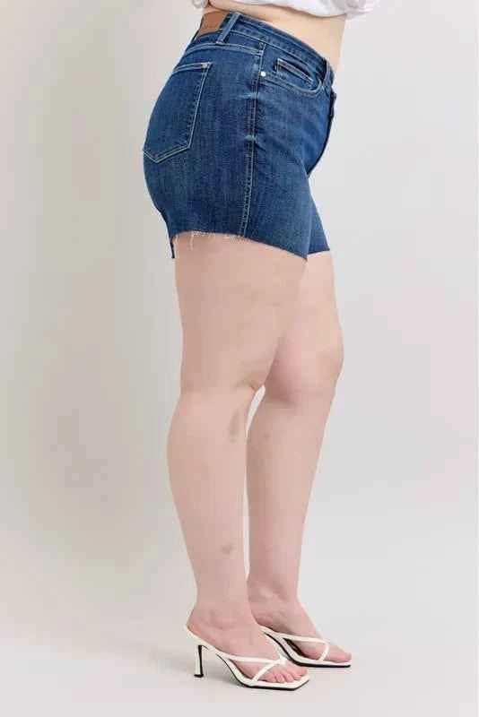 Judy Blue Plus Size High Waist Criss-Cross Waistband Denim Shorts 6d1fd95129934e3ab752e912e995fbdc-Max-Origin