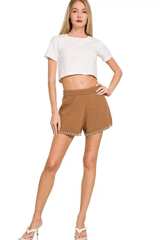 Stitch Detailed Sweater Shorts 6d2b1db2-dea5-4e21-9b7f-0c86d4cdd543-Max-Origin