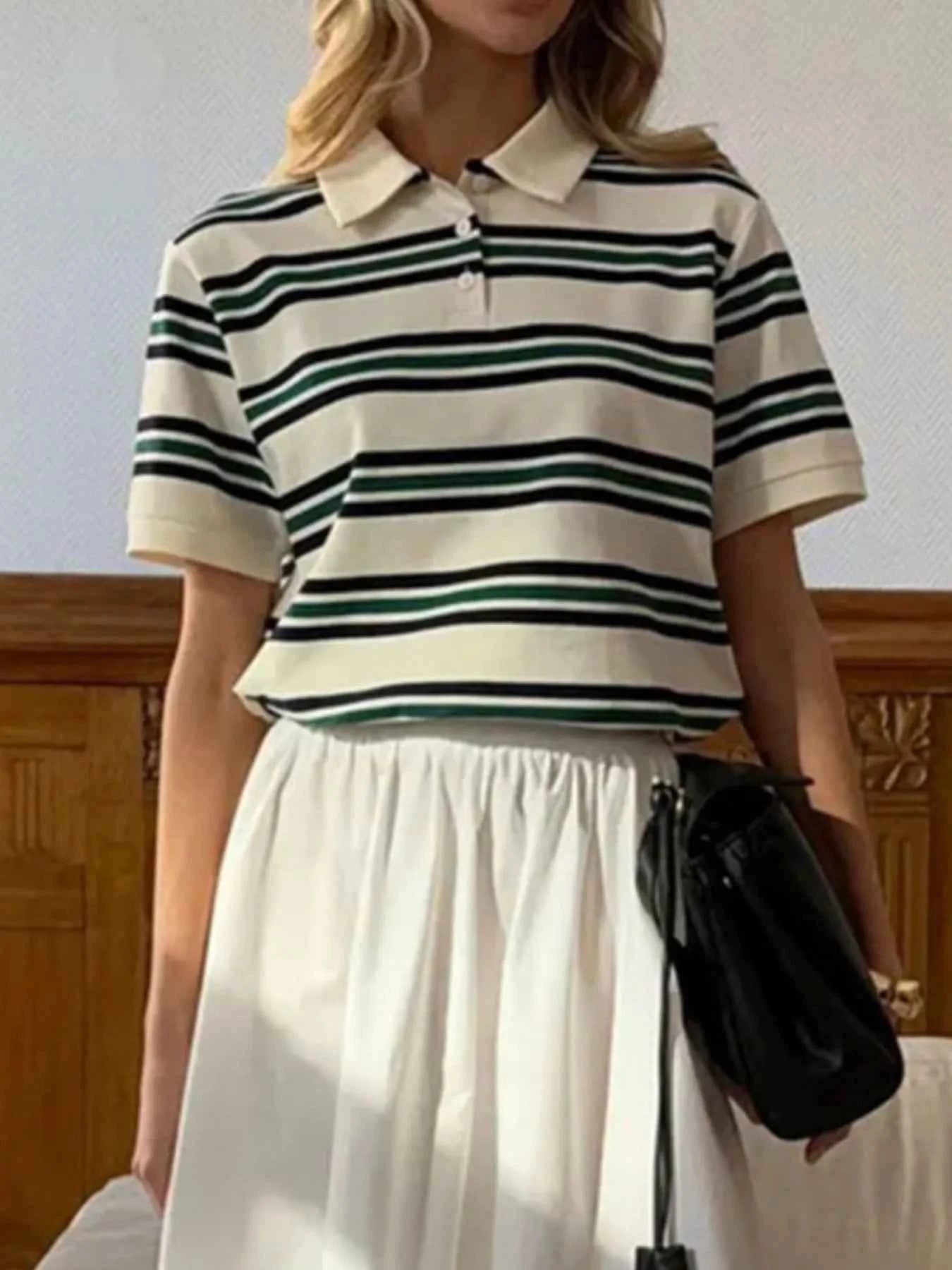 Striped Polo T-Shirt with Contrast Collar 6d2e9464-8477-40a5-9002-becee245e920-Max-Origin