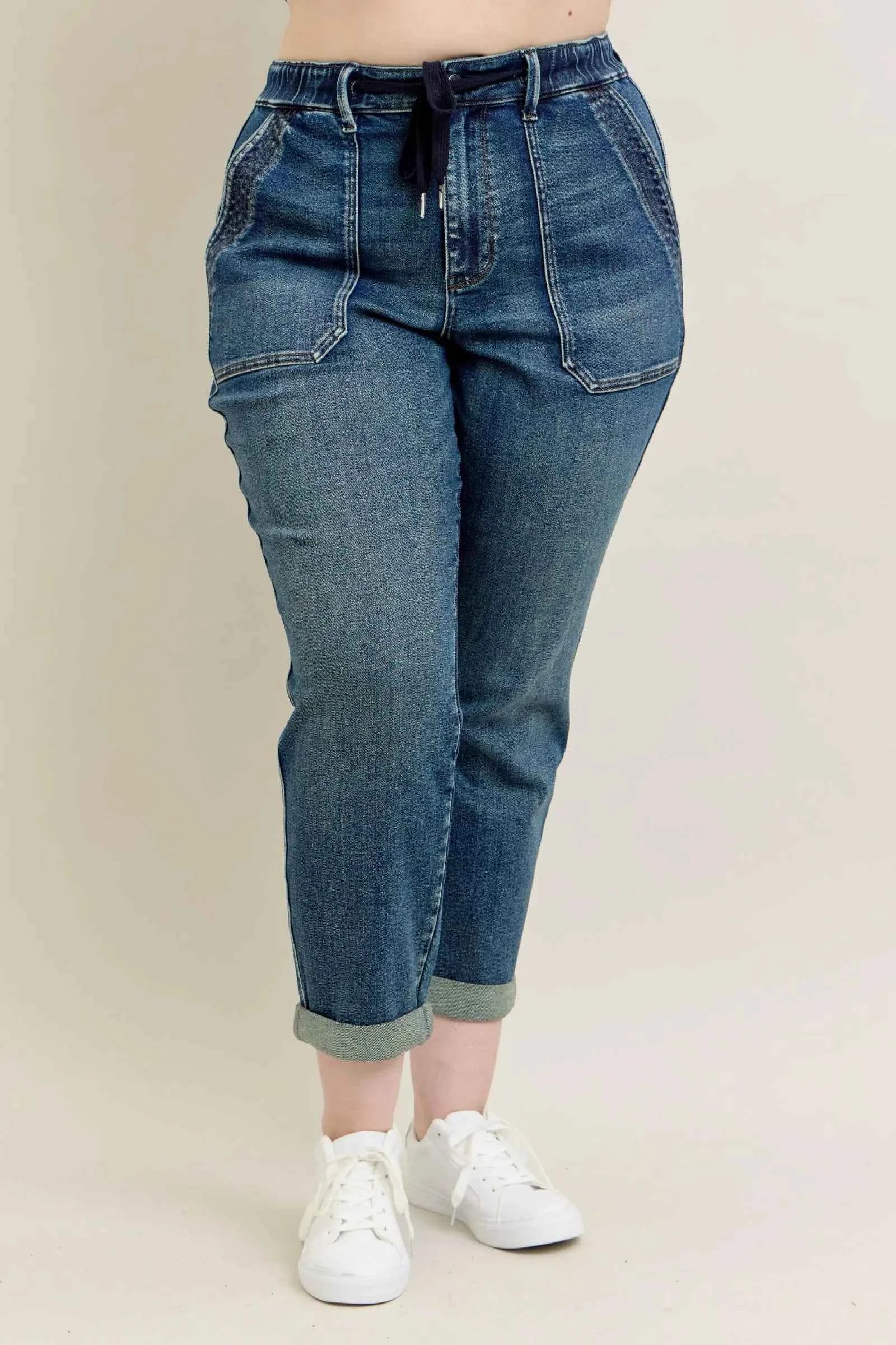 Full Size HW Vintage Wash Jeans w/ Drawstring Plus Size 6d336da1-4d63-4a29-89ef-8ba30d9392e8-Max-Origin