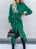 Button Front Long Sleeve Shirt Dress Dark Green 6d3c66e8-8b00-478b-aad6-e9dee2d40adc-Max-Origin