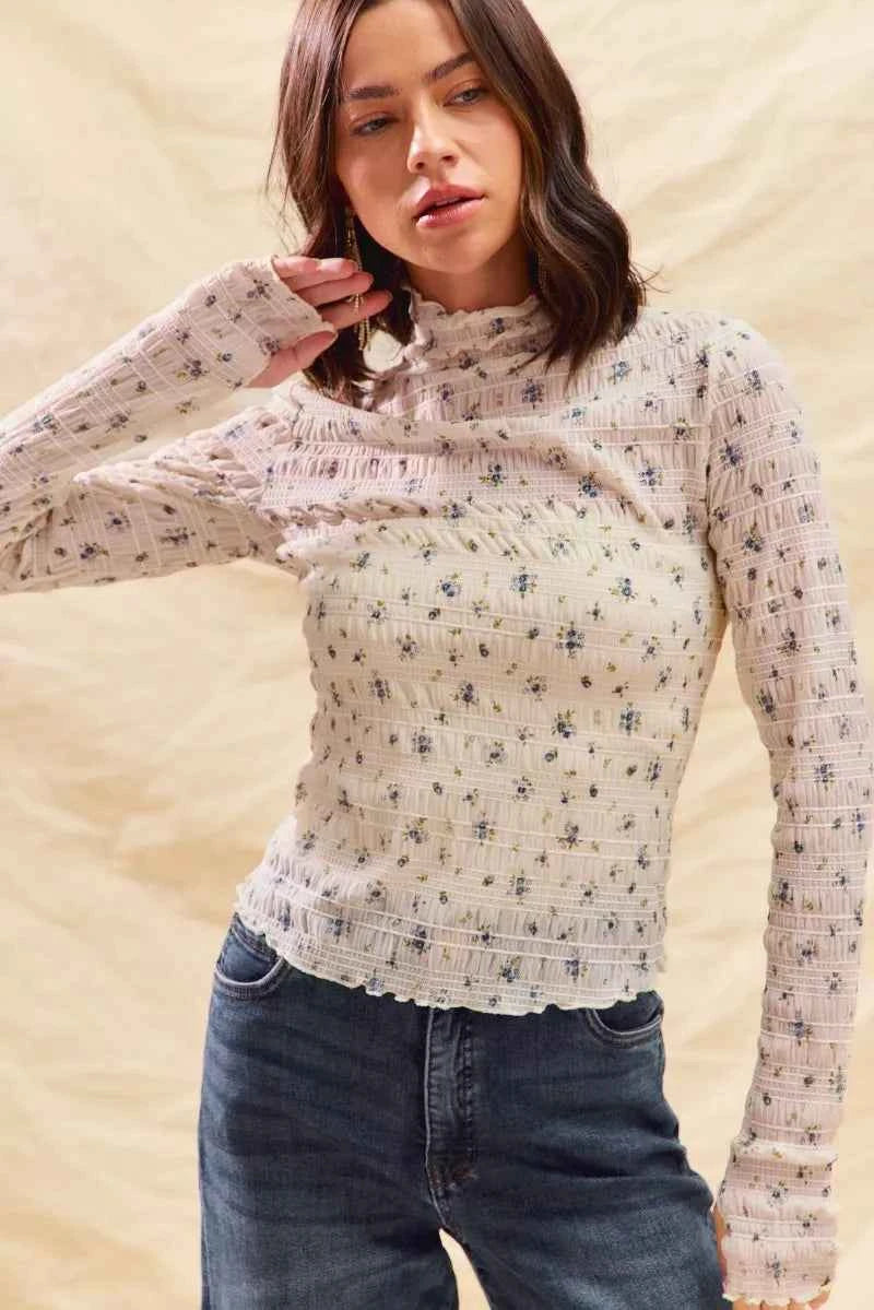 SO ME Floral Print Textured Long Sleeve Knit Top 6d3d01bae5a84c6b9d0d53fbcd01fa57-Max-Origin