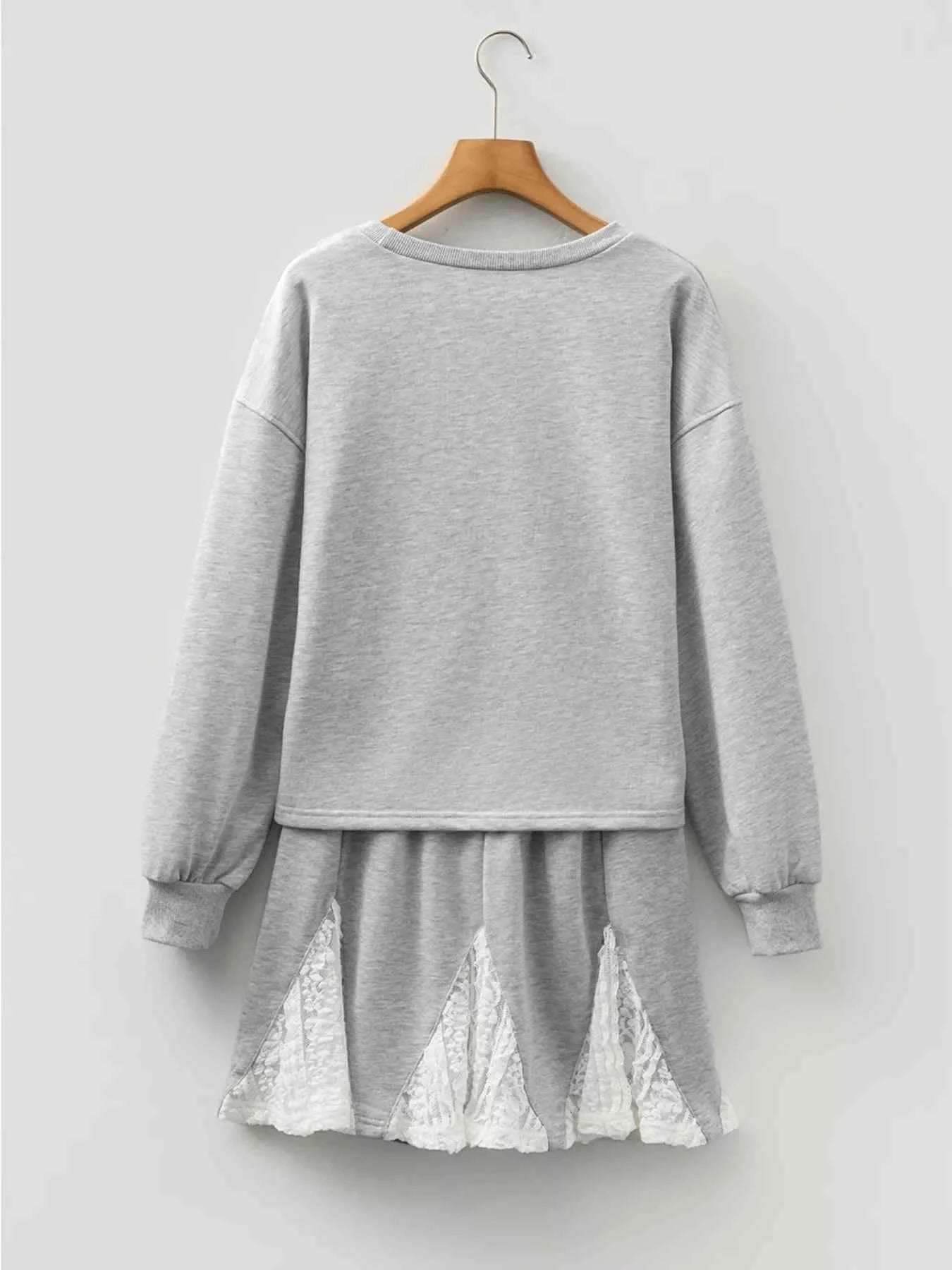 Lace Patchwork Drop Shoulder Top and Drawstring Skort 2pcs Outfit 6d3d25cc57494e8aa905616a3eaa13d1-Max-Origin