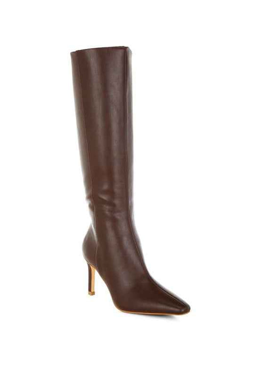 Skara Faux Leather Calf Boots Brown 6d422620-5b0a-4a65-9e92-df1800ec0517