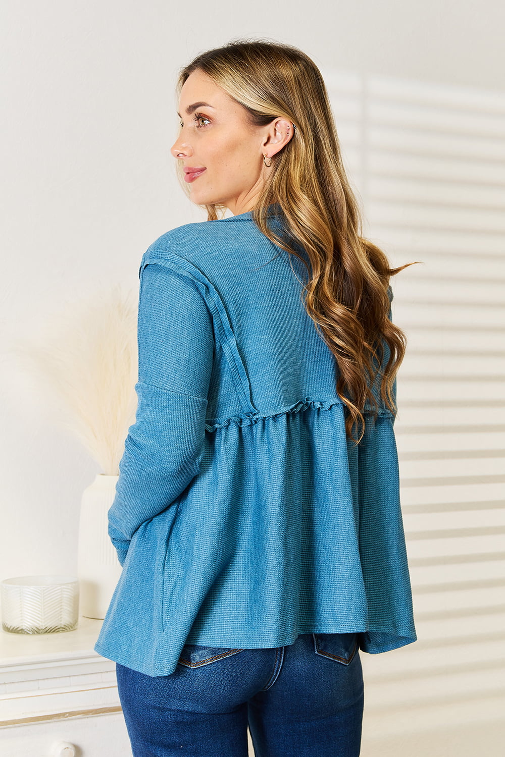 Jade By Jane Full Size Frill Trim Babydoll Blouse 6d473128a0cf43d39a5c222dc1e54158-Max