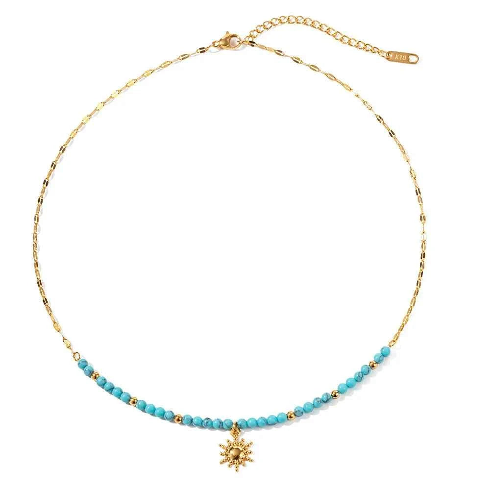 Turquoise Beaded Sun Charm Necklace 6d47b828-33af-46f3-8118-1abcd1f4fd44-Max-Origin