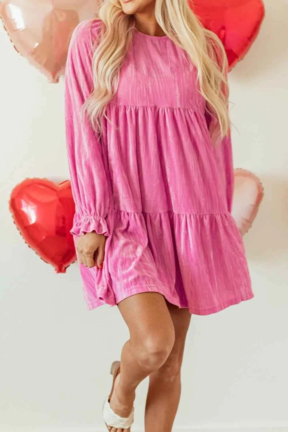Tiered Flounce Sleeve Mini Dress 6d4c530f-b550-4eec-a06b-b5fb77934f51-Max-Origin