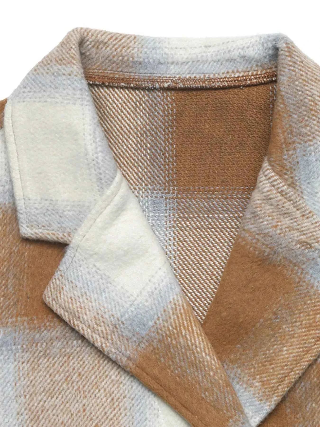 Plaid Wool Blend Longline Jacket