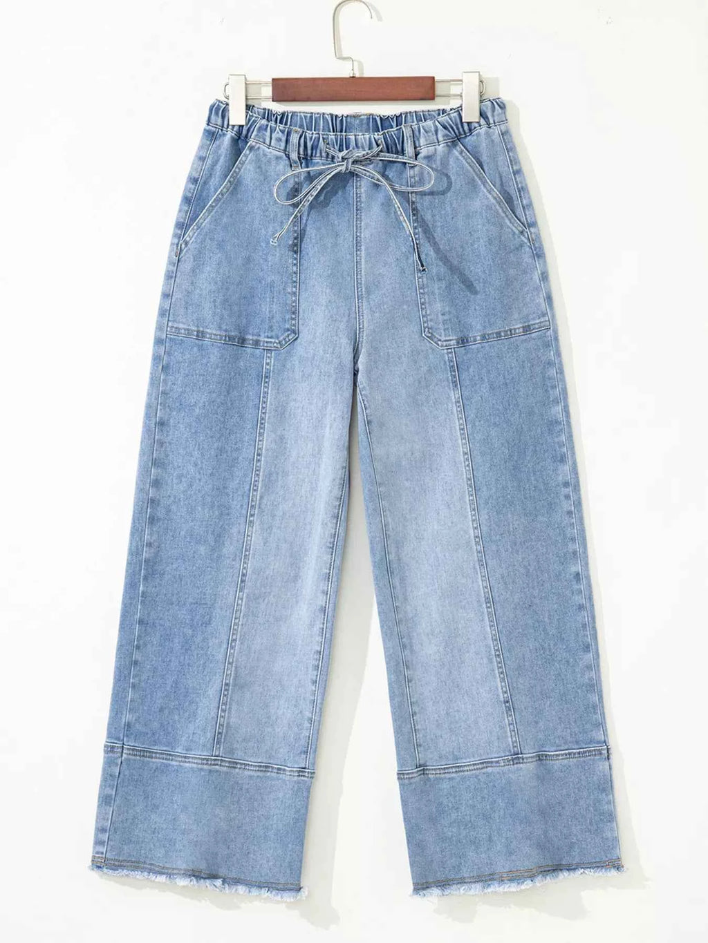 Wide Leg Drawstring Raw Hem Jeans 6d5a0d21c563453c8f00999f33551c83-Max-Origin