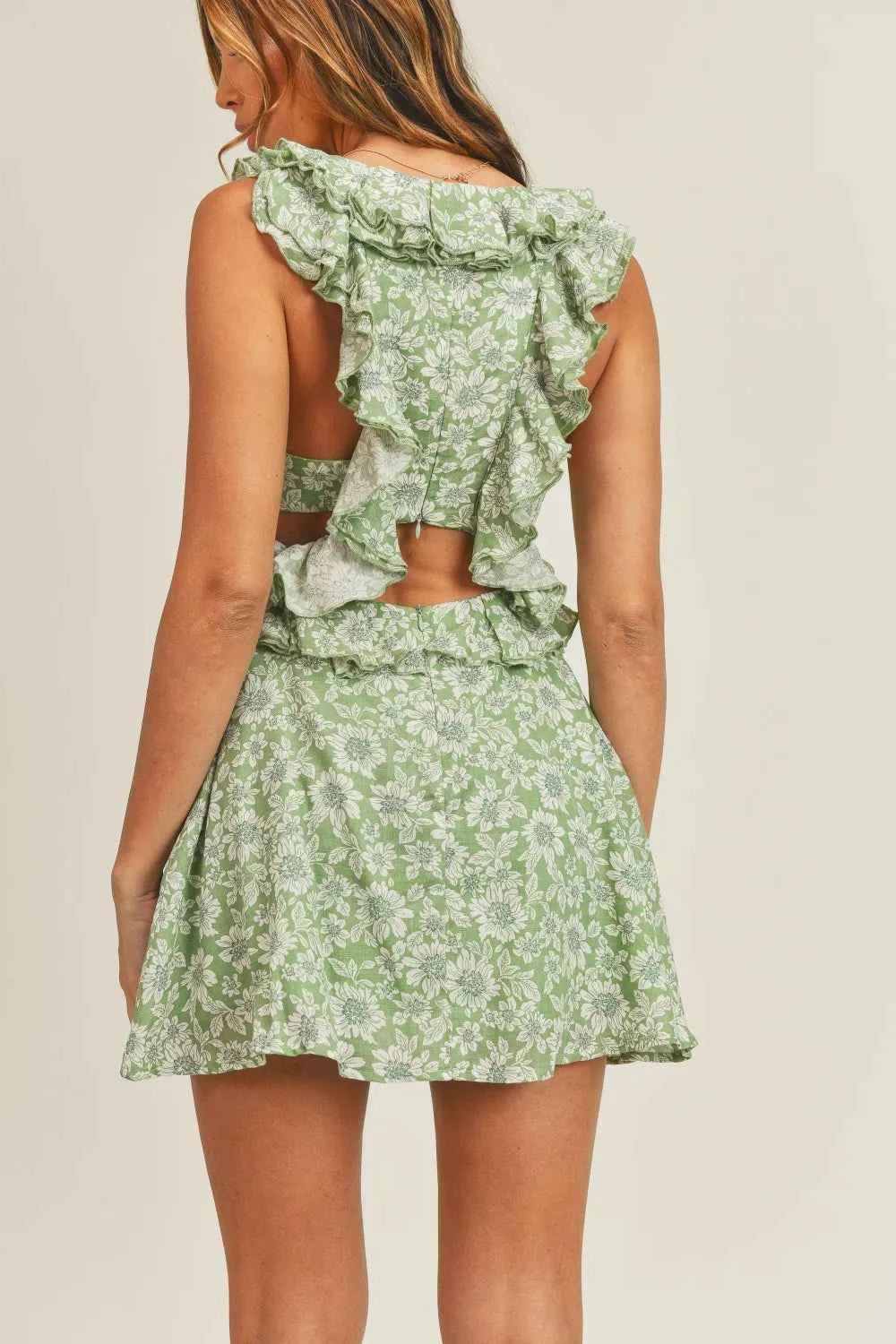 MABLE Floral Side Cutout Ruffled Mini Dress 6d5c1b0b-85eb-4b15-9309-3d50e80b6def-Max