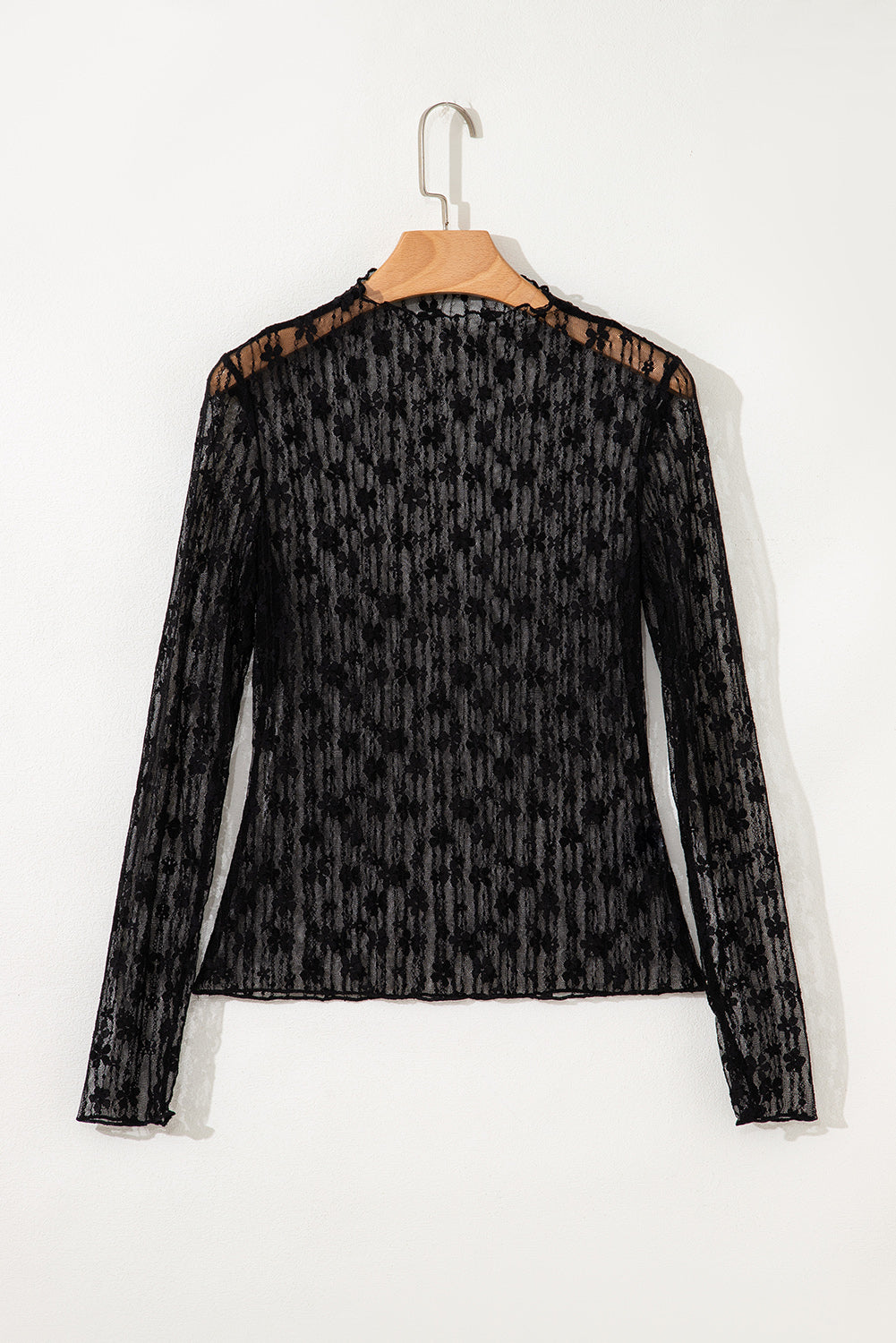 Black Sheer Floral Lace Long Sleeve Slim Fit Top 6d5d84ee6a465ce1