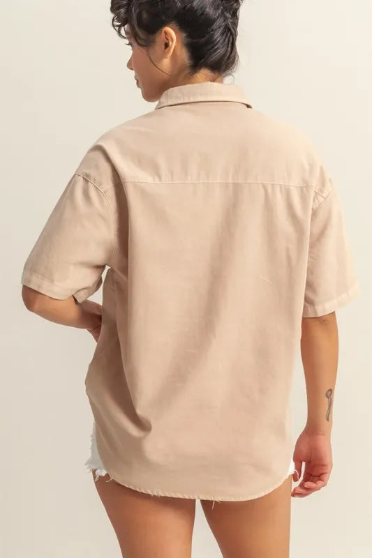 Short Sleeve Button Down Oversized Shirt 6d65f6a56f494950bdf7ddf8842d1555-Max-Origin