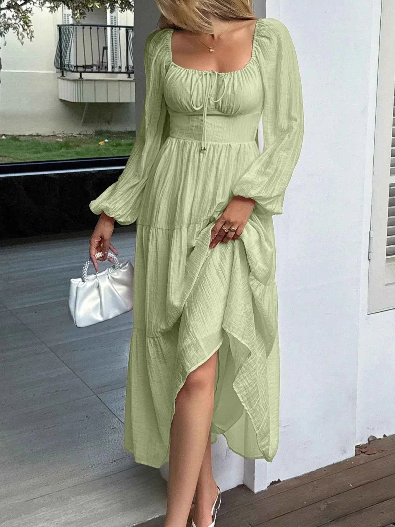 Tiered Balloon Sleeve Midi Dress 6d6c94fb-2005-4c32-8492-263ceaa2ab72-Max-Origin