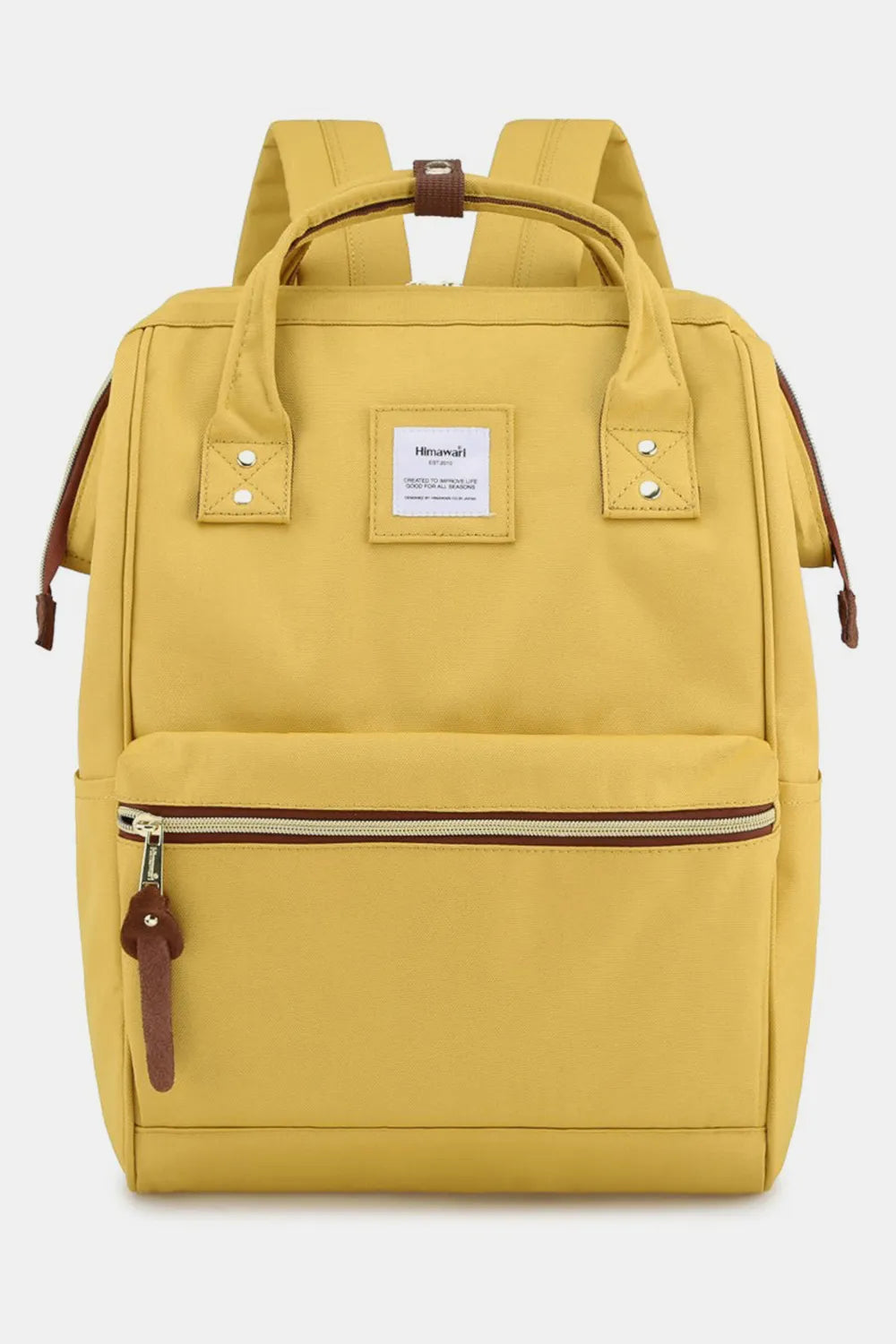 Himawari Waterproof Canvas Backpack Bag with Side Pockets Yellow One Size 6d84824e-b09a-4631-a599-4e142454391d-Max