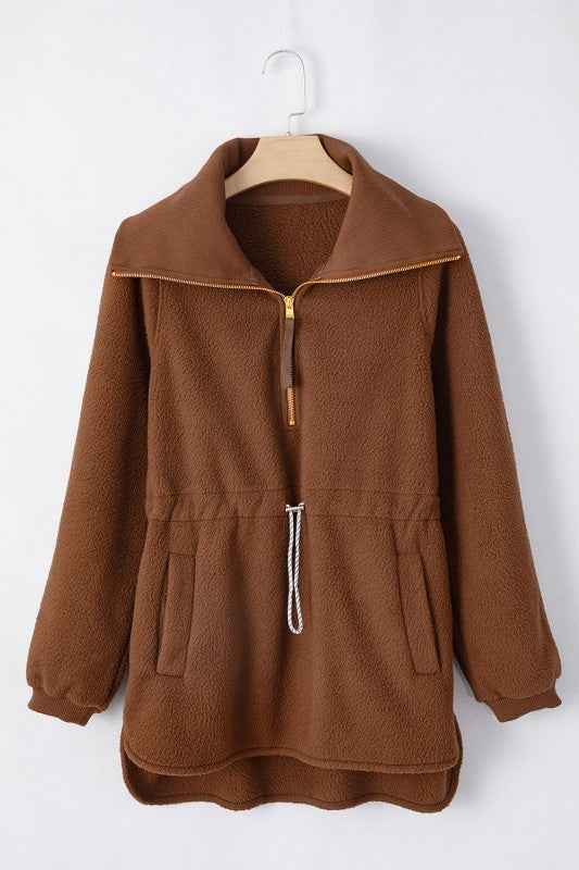 Solid Half-Zip Fleece Pocketed Sweatshirt 6d8b52ea-b1cf-4516-8d45-ab0ca57cea23