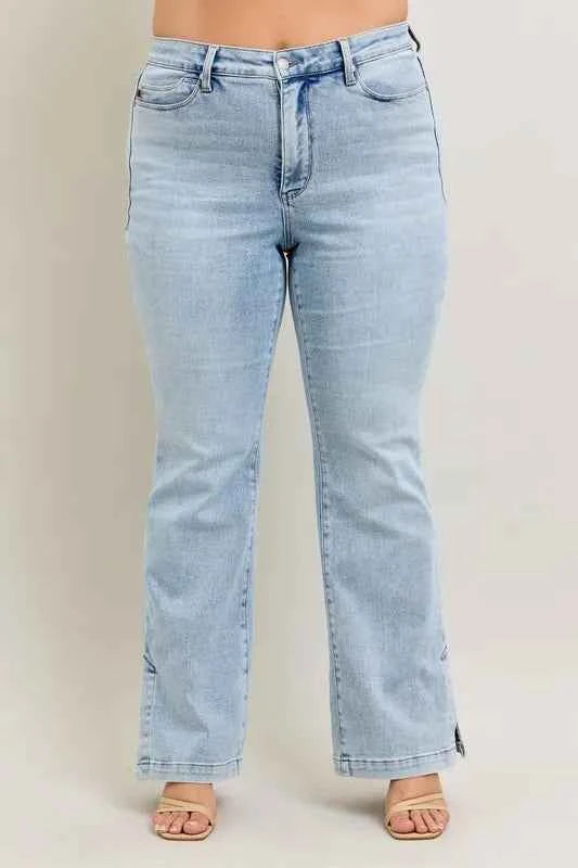 Judy Blue Full Size Tummy Control Vintage Wash Side Slit Slim Boot Jeans Plus Size 6dae1b4a-810e-4c0f-9544-25aa3203c4d1-Max