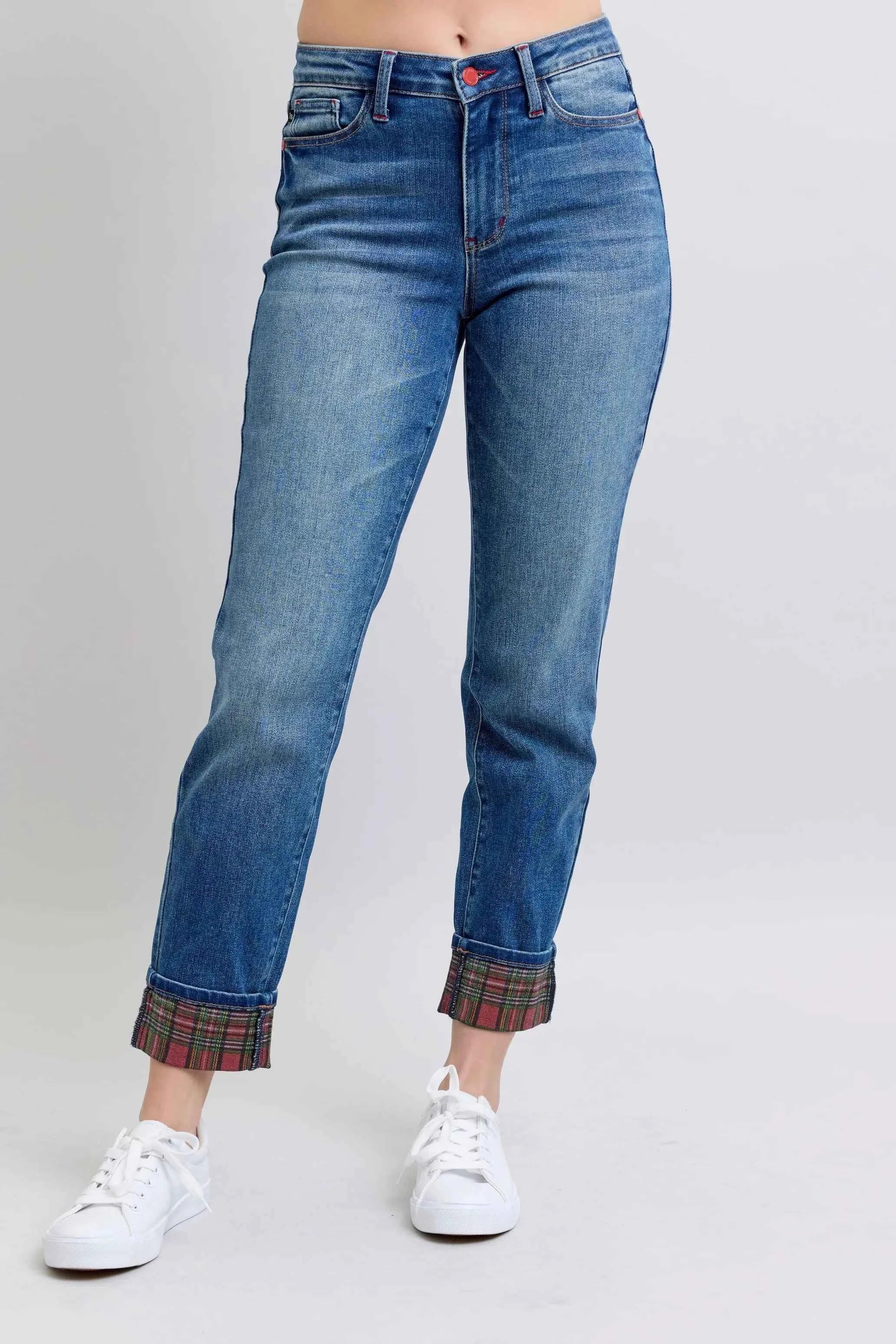 Judy Blue Full Size Mr Plaid Print Cuff Bf Jeans Plus Size Medium 6db9a7a7c4da4f5eae12d077989a8fb5-Max-Origin