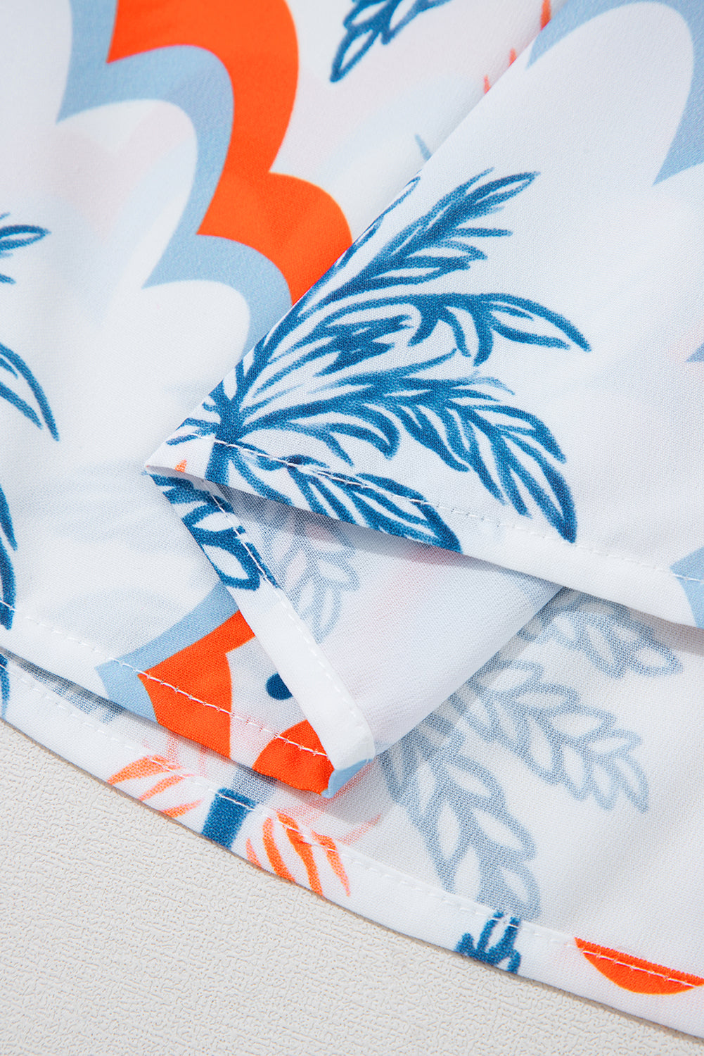 Orange Palm Tree Print Short Sleeve Flowy Dress 6dbee99db4bb39ff