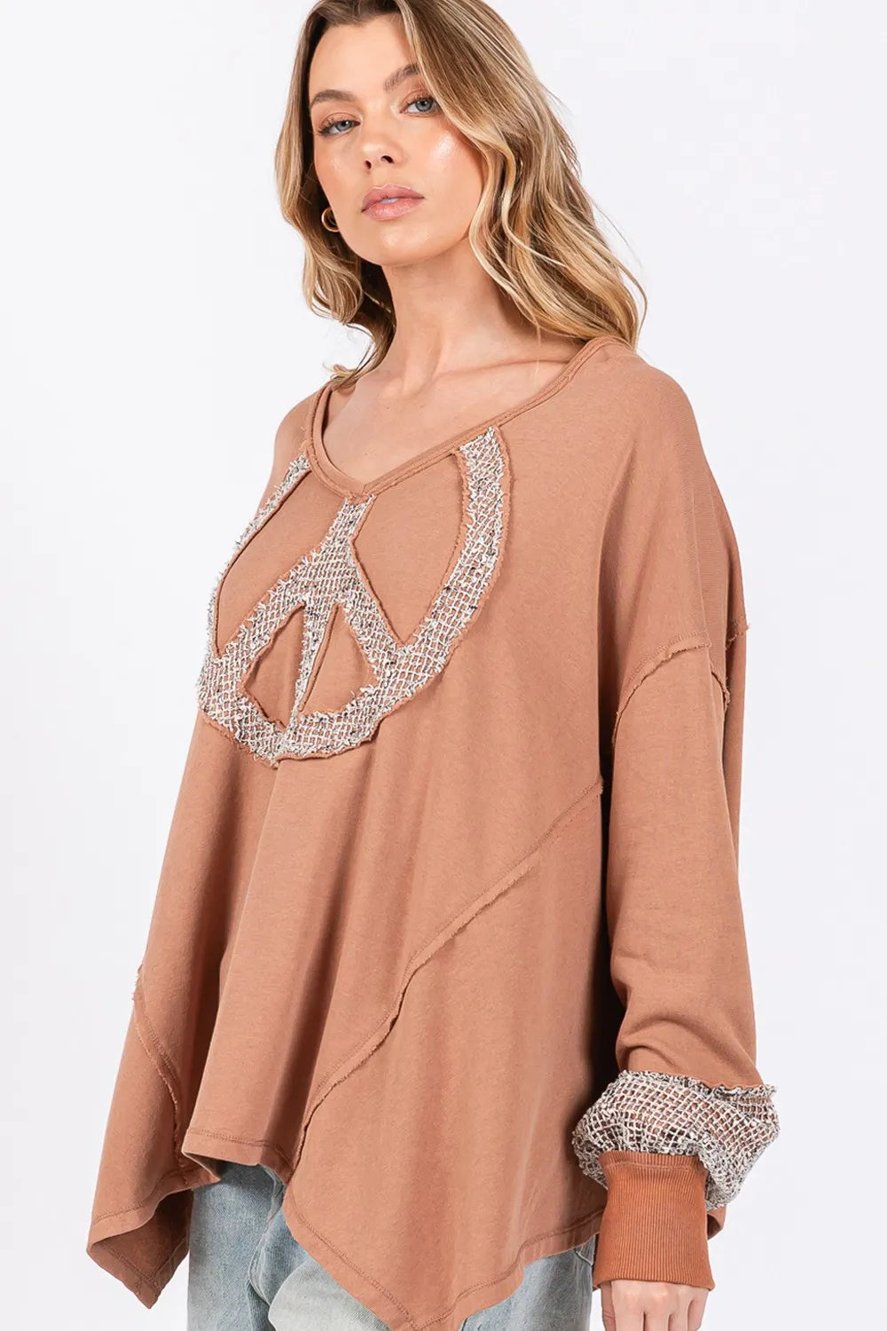 SAGE + FIG Peace Sign Mineral Wash Terry Top 6dc0fcf8-dd8d-462c-8f97-7d00570200a6-Max