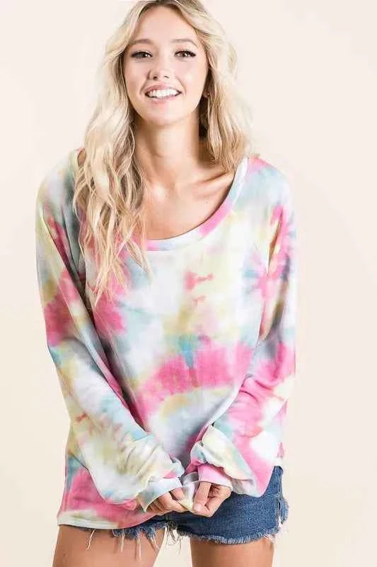 Tie Dye Print Terry Top With Puff Sleeves 6dcc5ab1901843a484d9a9d9f173b0de-Max-Origin