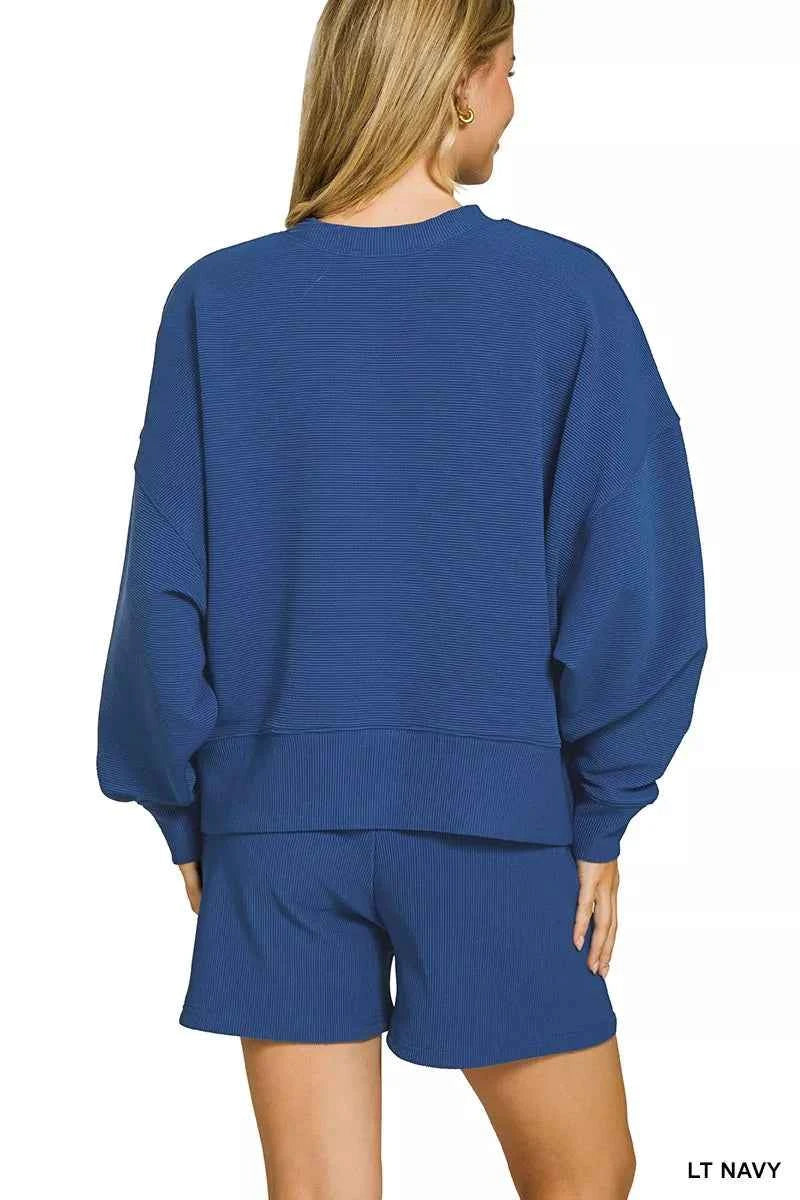 Zenana Ribbed Round Neck Pullover and Shorts Set 6dce25a491d446bb84c89583cf4a48f7-Max-Origin