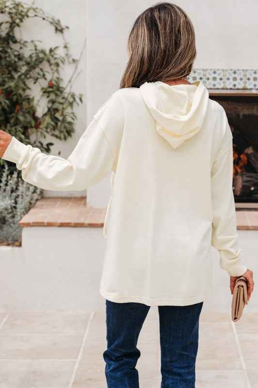 Solid Bow Long Sleeve Hoodie 6ddec921-8fb1-4512-9531-0d4426372762