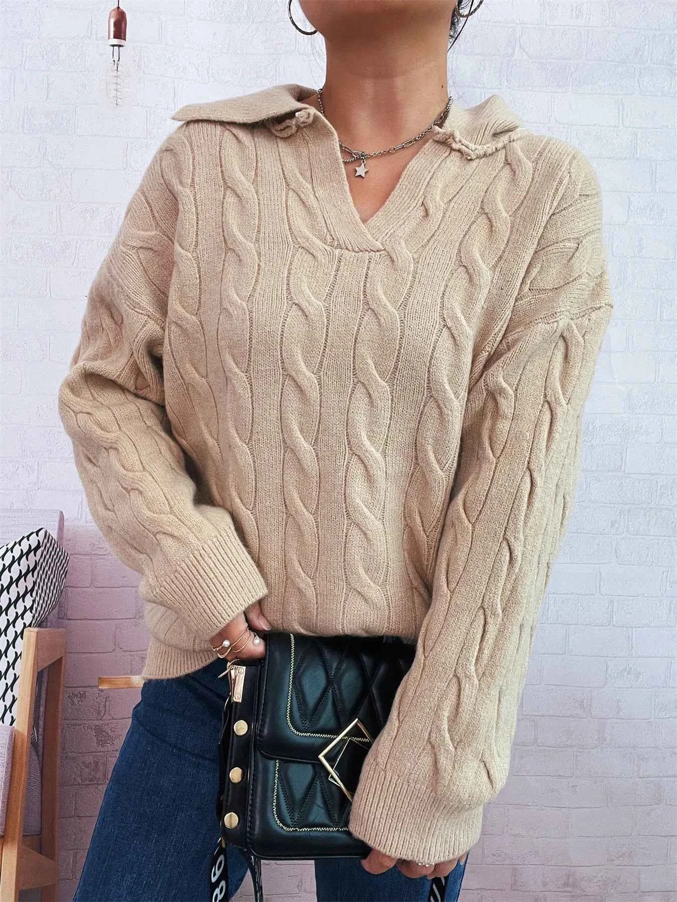 Cable Knit Johnny Collar Sweater 6de93603e64f4a8687c73b1dcf430525-Max-Origin