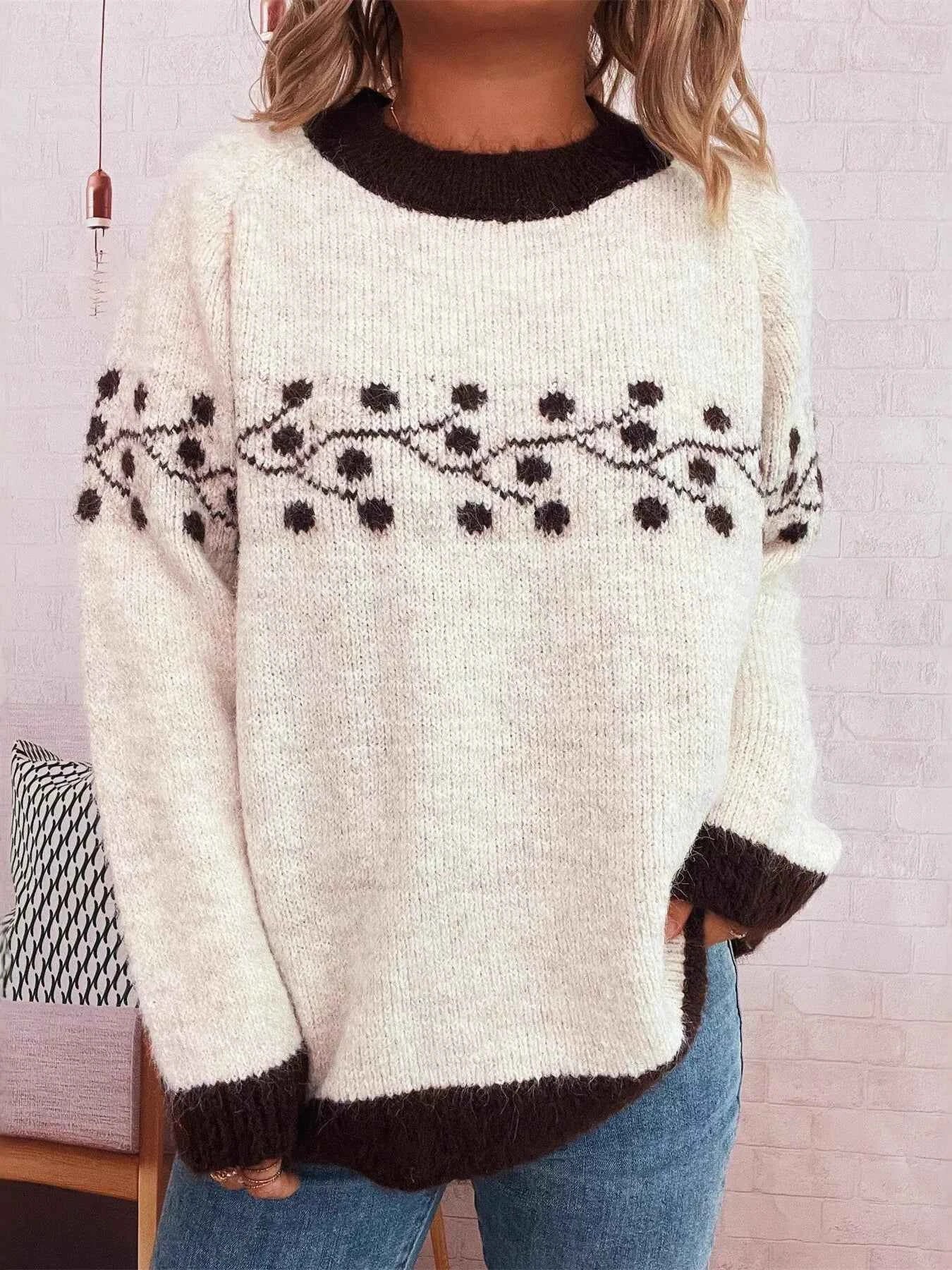Contrast Hem Round Neck Sweater 6e00a8caeaa64795a0285d6d0afe66b9-Max-Origin