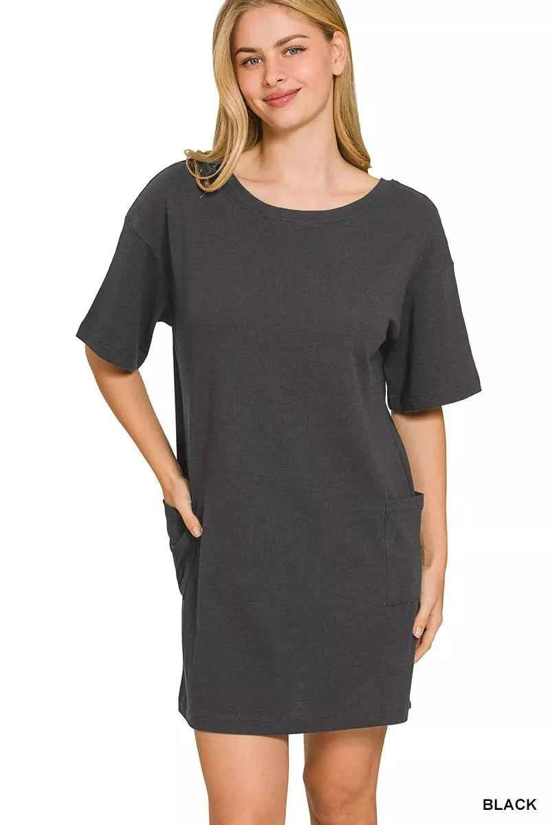 Zenana V or Scoop Neck Reversible 2-Way T-Shirt Dress 6e04b05faeca487d9133b88d53437b0a-Max-Origin