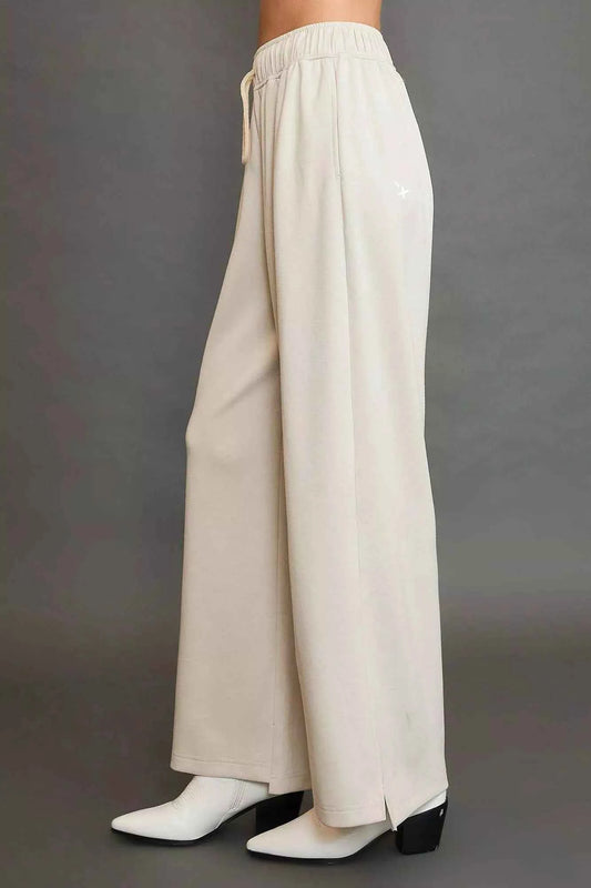 Umgee Elastic Drawstring Waistband Wide Leg Pants 6e083fa2-d289-4c2f-becf-59804d617b27-Max-Origin