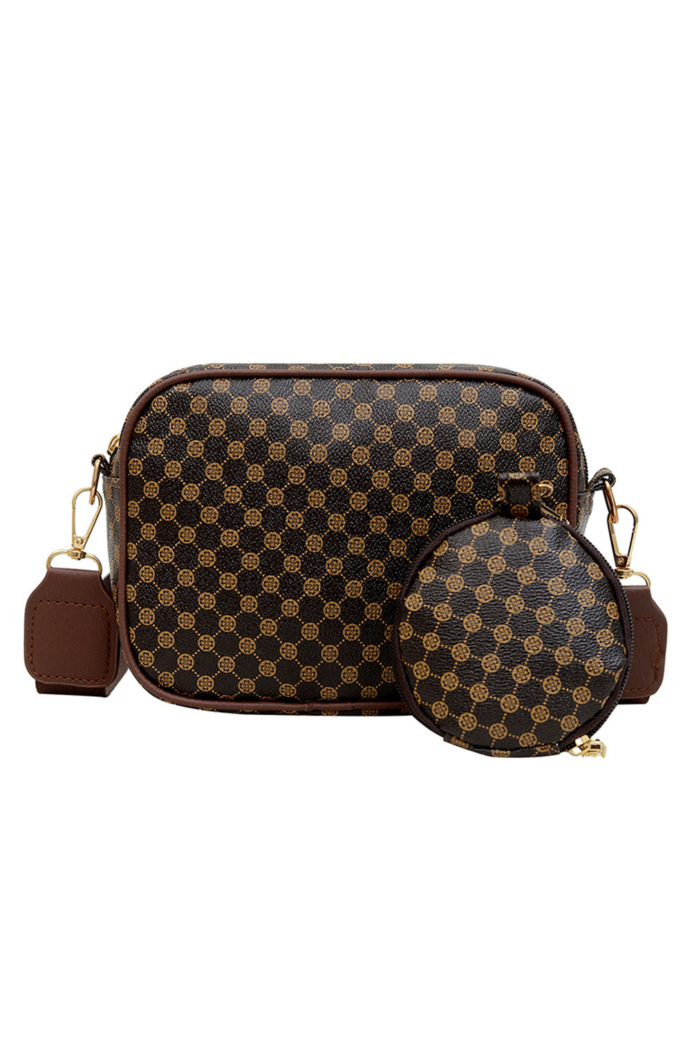 Coffee Geometric Pattern Shoulder Bag With Coin Purse 6e161fc2a9991932