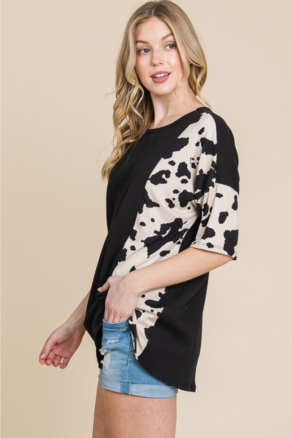BOMBOM Rodeo Love Ribbed Animal Contrast Tee 6e206161585141c28f1c3994d9f6a2d7-Max