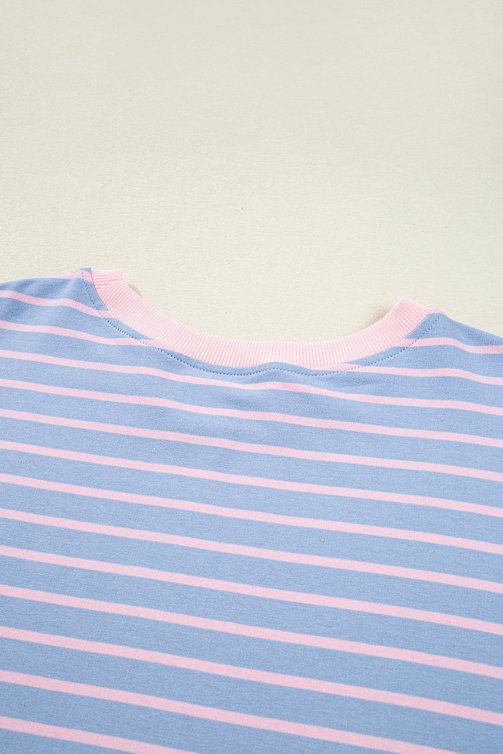 Sky Blue Stripe Oversized Contrast Trim Drop Shoulder Casual Top 6e2477e47f7d18d5
